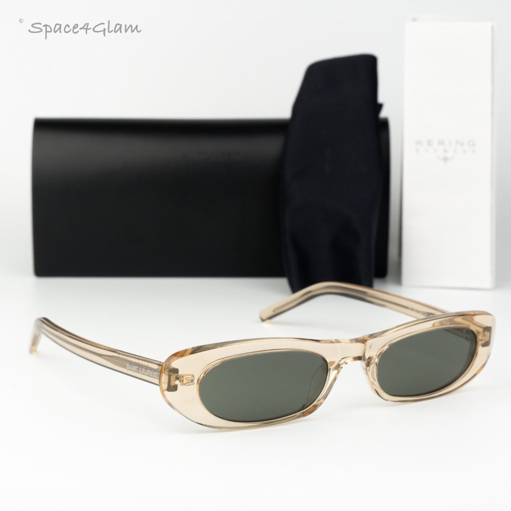 Saint Laurent Women Sunglasses Transparent Nude Grey Oval Sl557 004 Brand New